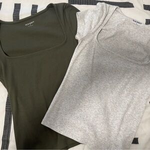 Square neck ribbed tees